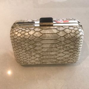 Guess Faux Snakeskin Clutch with Removable Chain